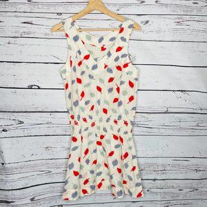 E By Eloise Anthropologie Dress Womens SmalI Mini Abstract Leaf Print Light